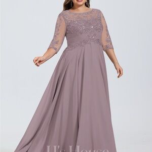 JJs House Purple Pleated Bateau Gown